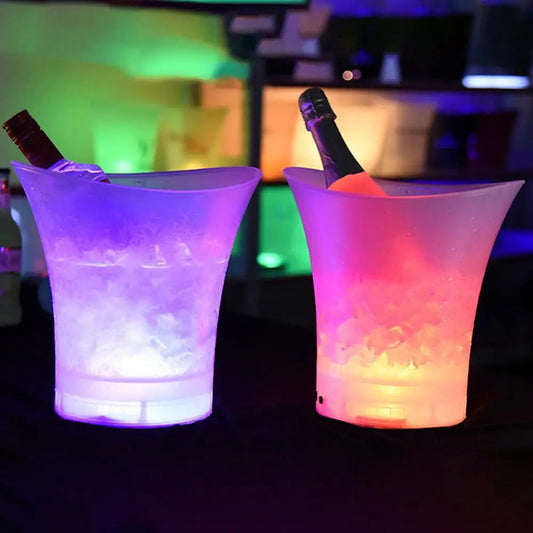 5L Colorful LED Glowing Ice Bucket KTV Bars Wine Champagne Beer Cooler Barware Kitchen Tool