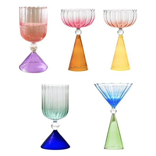 Elegant Wine Cups Colorful Cocktail Cups Kitchen Drinkware Unique Glass Cup Suitable for Gifting and Home Decorations