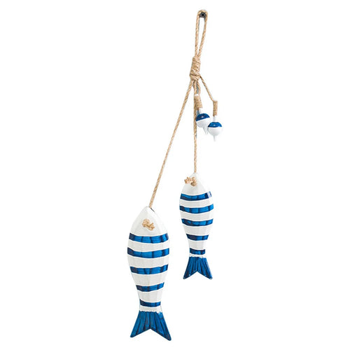 Mediterranean Style Wooden Fish Hanging Decor Boat Ship Beach Wall