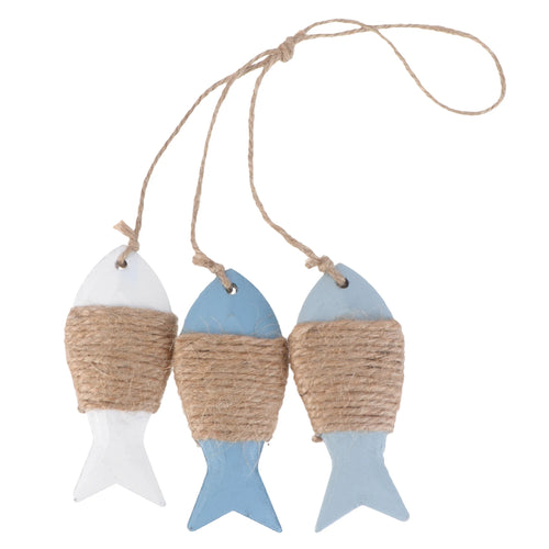 Mediterranean Style Wooden Fish Hanging Decor Boat Ship Beach Wall