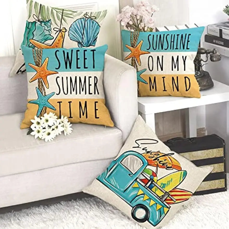 Summer beach coastal décor pillow cover sunshine starfish home décor sofa cushion cover cushion cover 45x45