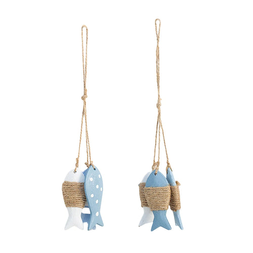 Mediterranean Style Wooden Fish Hanging Decor Boat Ship Beach Wall