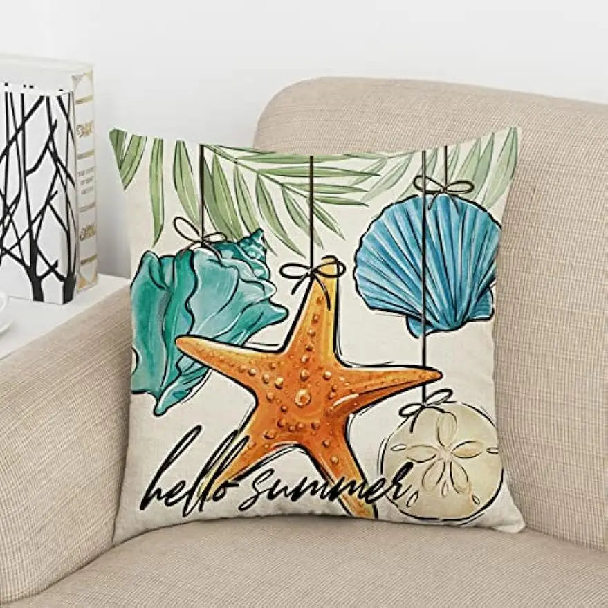 Summer beach coastal décor pillow cover sunshine starfish home décor sofa cushion cover cushion cover 45x45