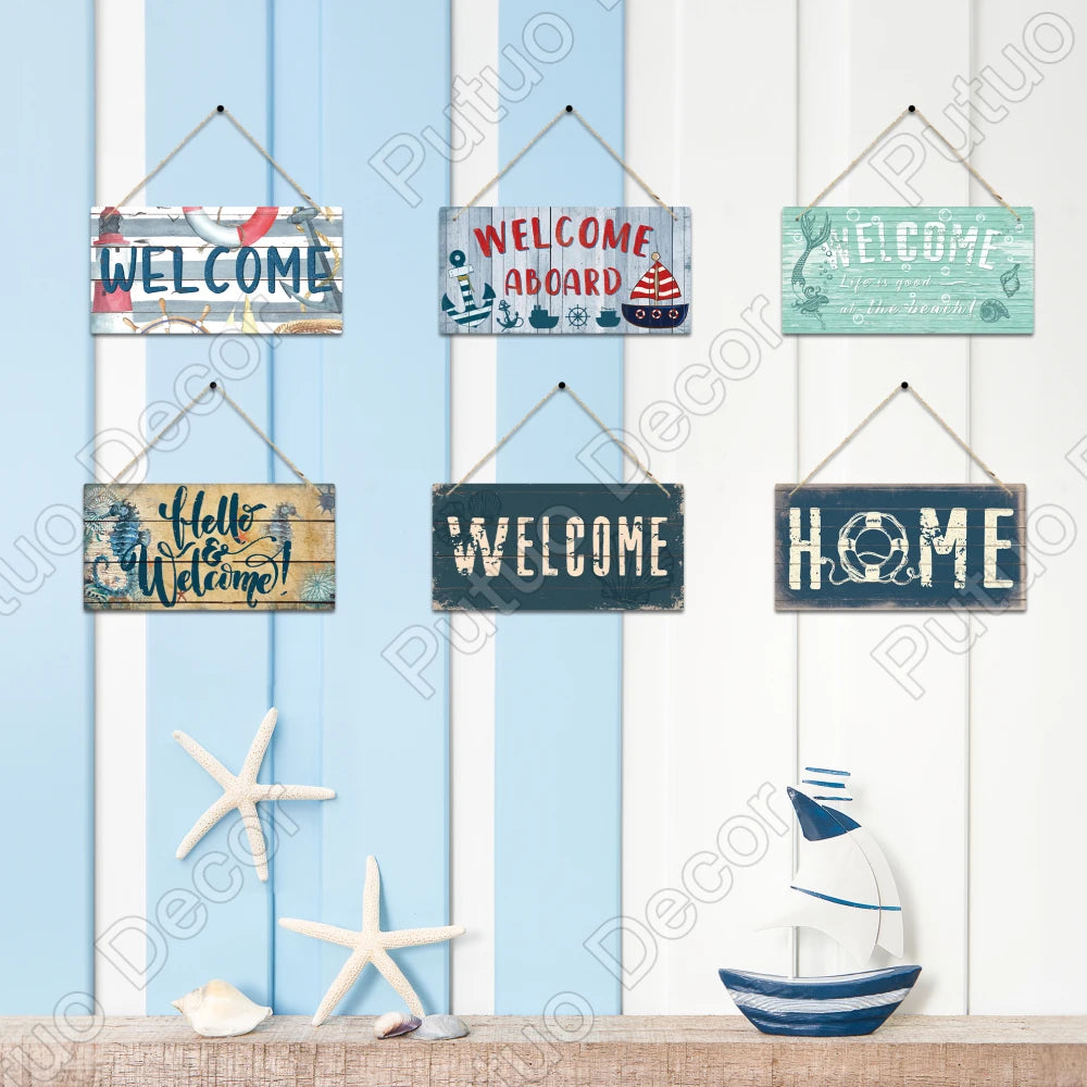 Beach Home Signs Wood Wall Plaque Wooden Signs Welcome