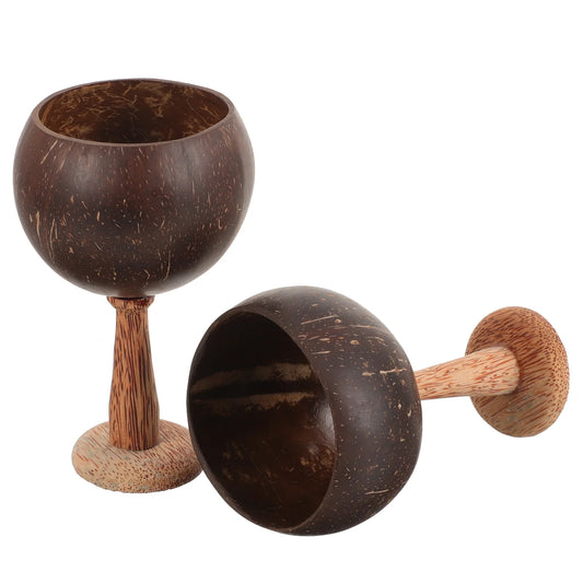 Coconut Cup Goblet Cocktail Garnish Decorative Cups Vintage Wooden Rack Holiday Juices Home Decorate Elegant Shot glasses