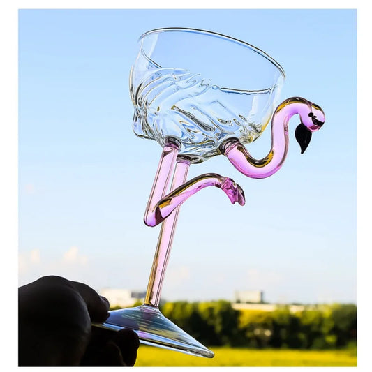 1 Piece 200ml/6oz Elegant Clear Pink Flamingo Stem Goblet Glass Champagne Coupe Martini Cocktail Glasses Cup for Bar Party