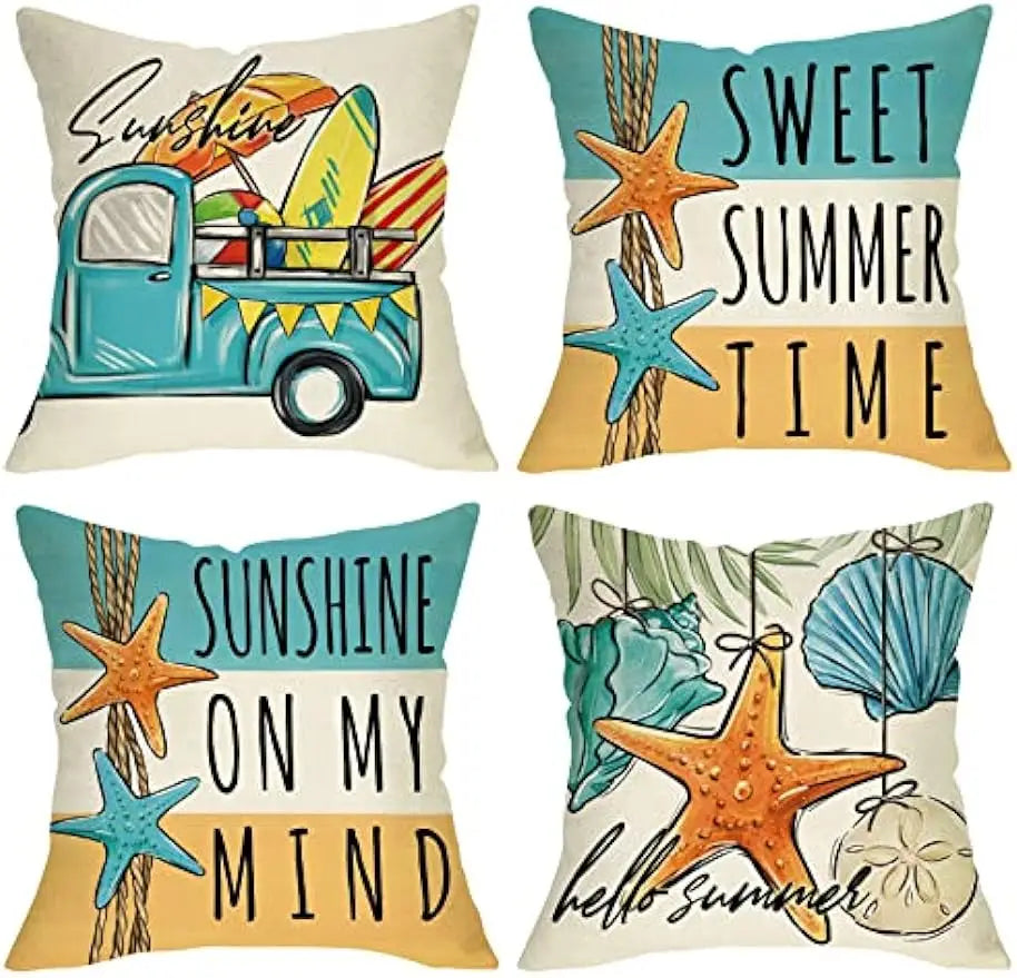 Summer beach coastal décor pillow cover sunshine starfish home décor sofa cushion cover cushion cover 45x45