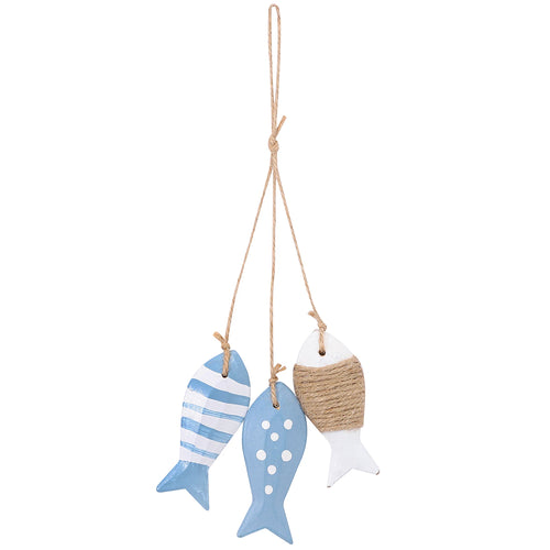 Mediterranean Style Wooden Fish Hanging Decor Boat Ship Beach Wall