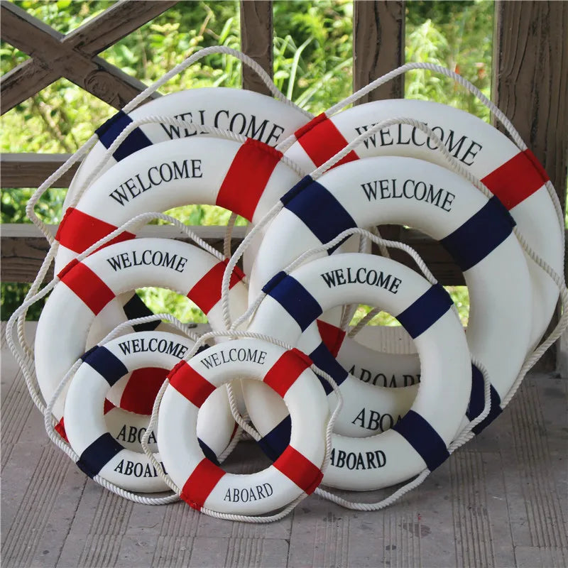 Navy Mediteranean Sea Family Adorment Life Buoy Wall Hanging Decorations Bar Home Decor Props Nautical Life Ring Wedding Crafts