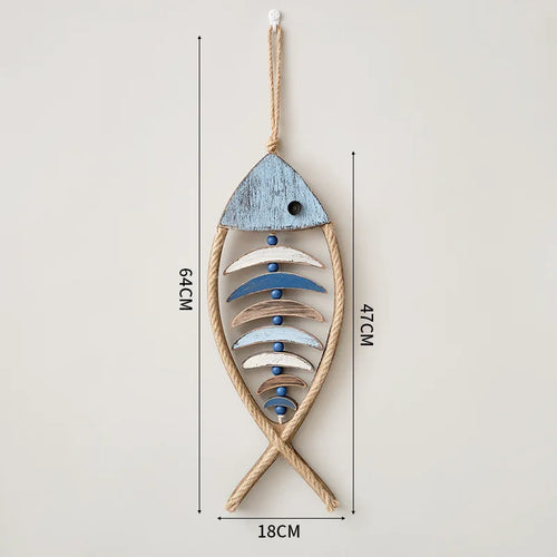 Mediterranean Wood Fish Pendant Hanging Wall Decoration Vintage Living