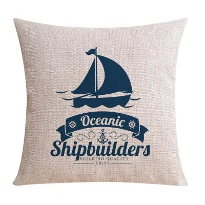 Nordic Style Mediterranean Sea Anchor Pillow Cover