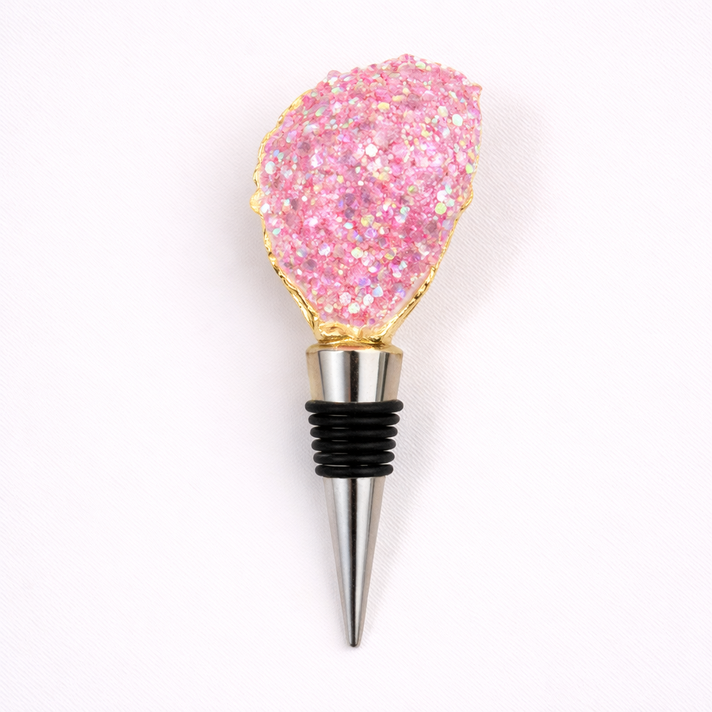 Neon Reef Glitter Oyster Shell Wine Stopper