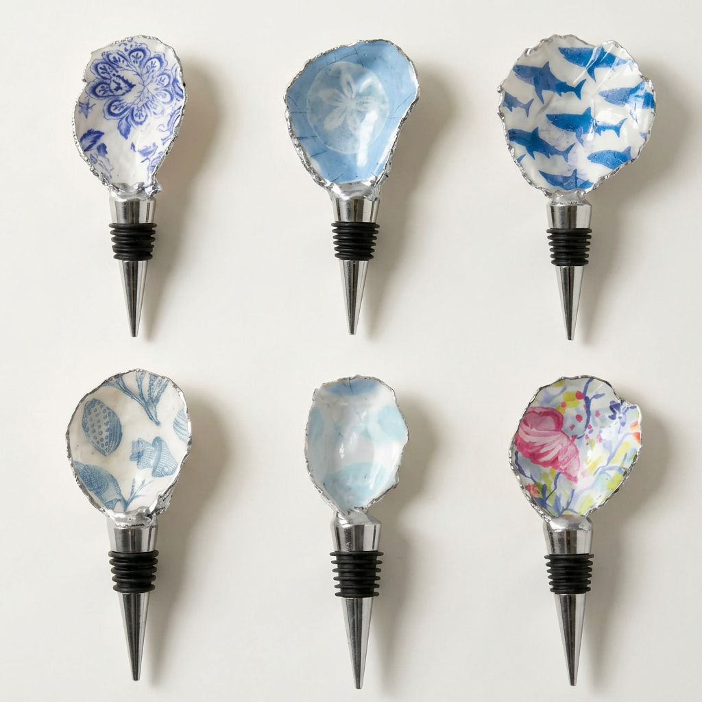 Blue White Oyster Shell Stopper Pack 12 Piece