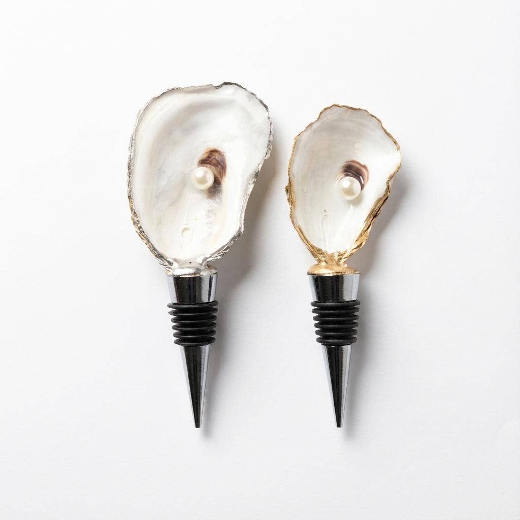 Pearl Accent Oyster Shell Wine Stopper