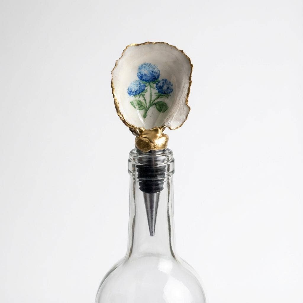 Hydrangea Oyster Shell Wine Stopper