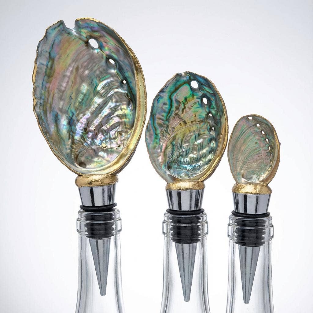 Iridescent Blue Abalone Shell Wine Stopper