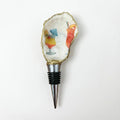 Tropical cocktail motif oyster shell wine stopper with gold rim finish