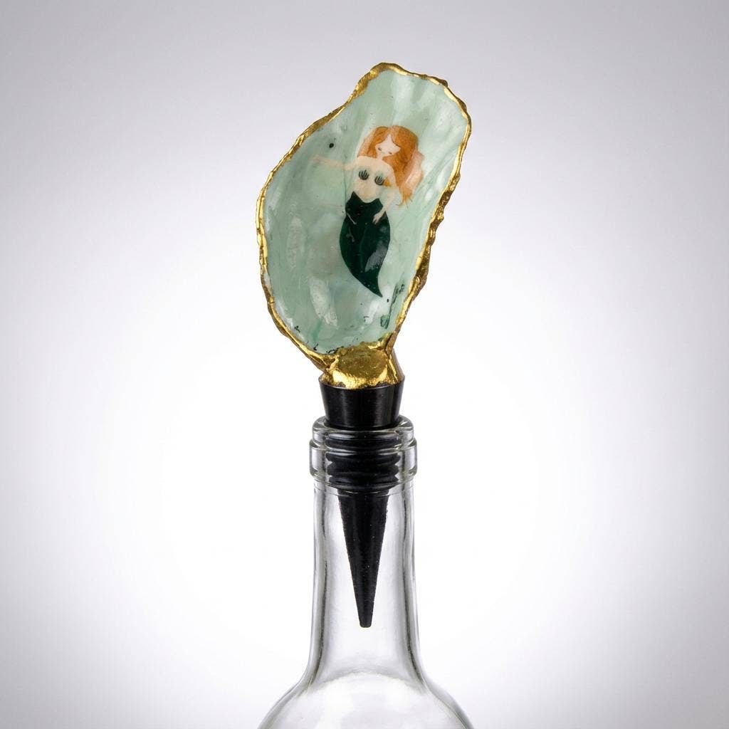 Seafoam Mermaid Oyster Shell Wine Stopper