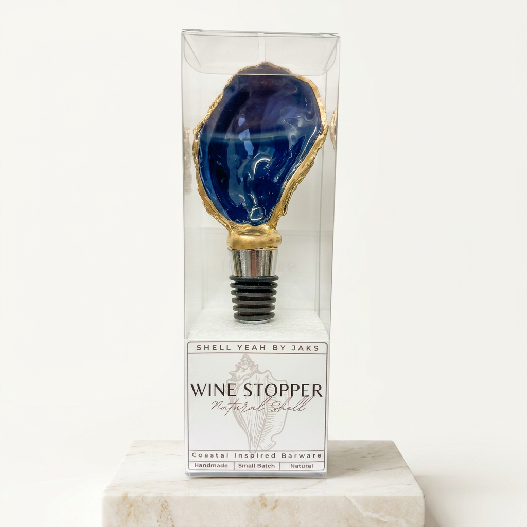 Coastal Blues Oyster Shell Stopper Set