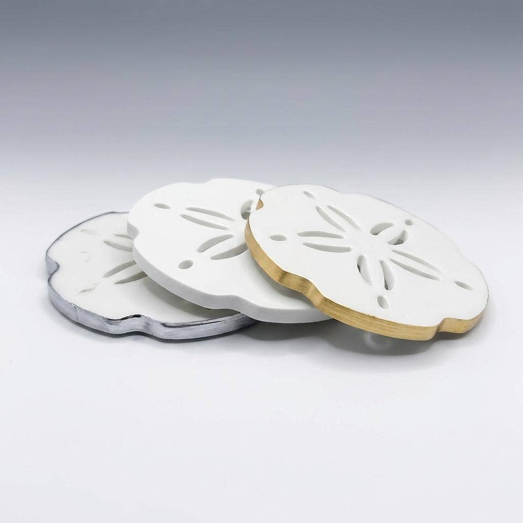 Gilded Sand Dollar Set - 4 Pc Resin Coasters