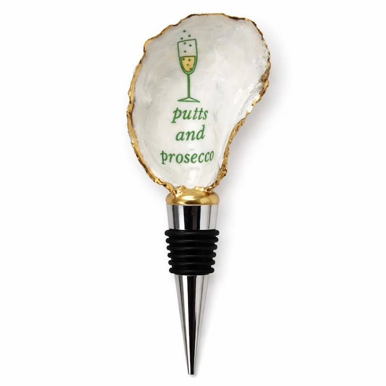 Putts and Prosecco Oyster Shell Wine Stopper