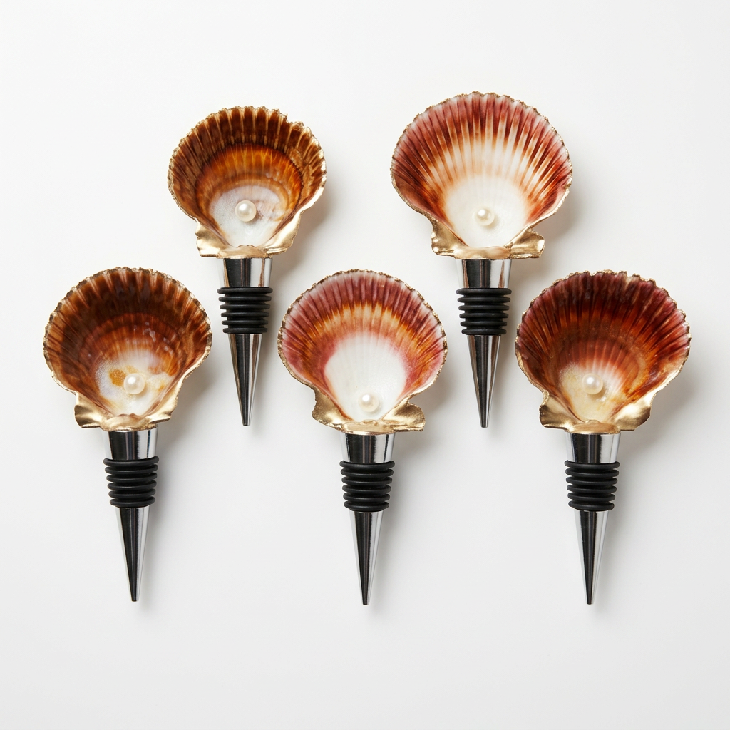 Calico Pearl Scallop Shell Wine Stopper