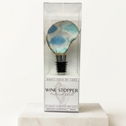Blue Fish Oyster Shell Wine Stopper