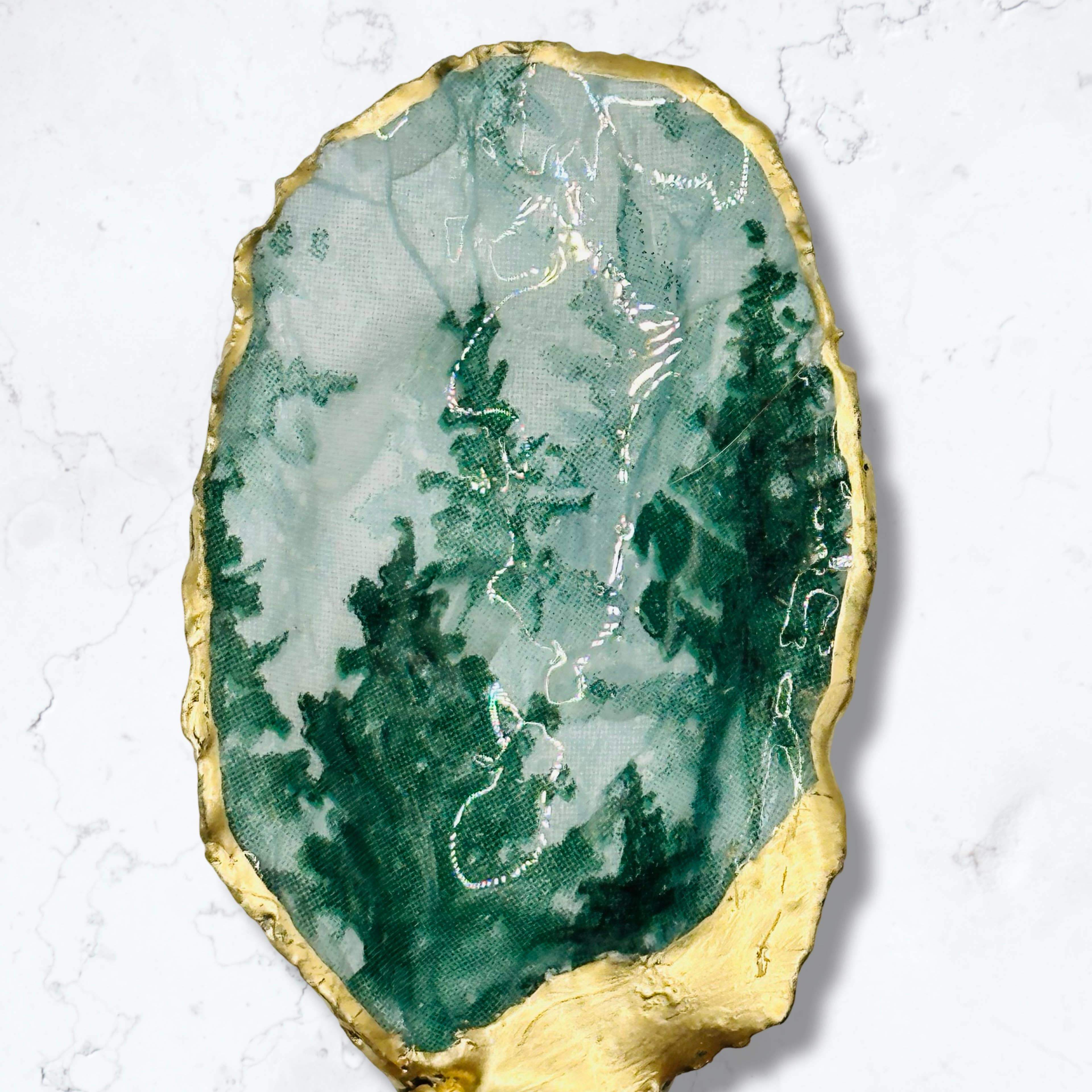 Evergreen Forest Oyster Shell Wine Stopper