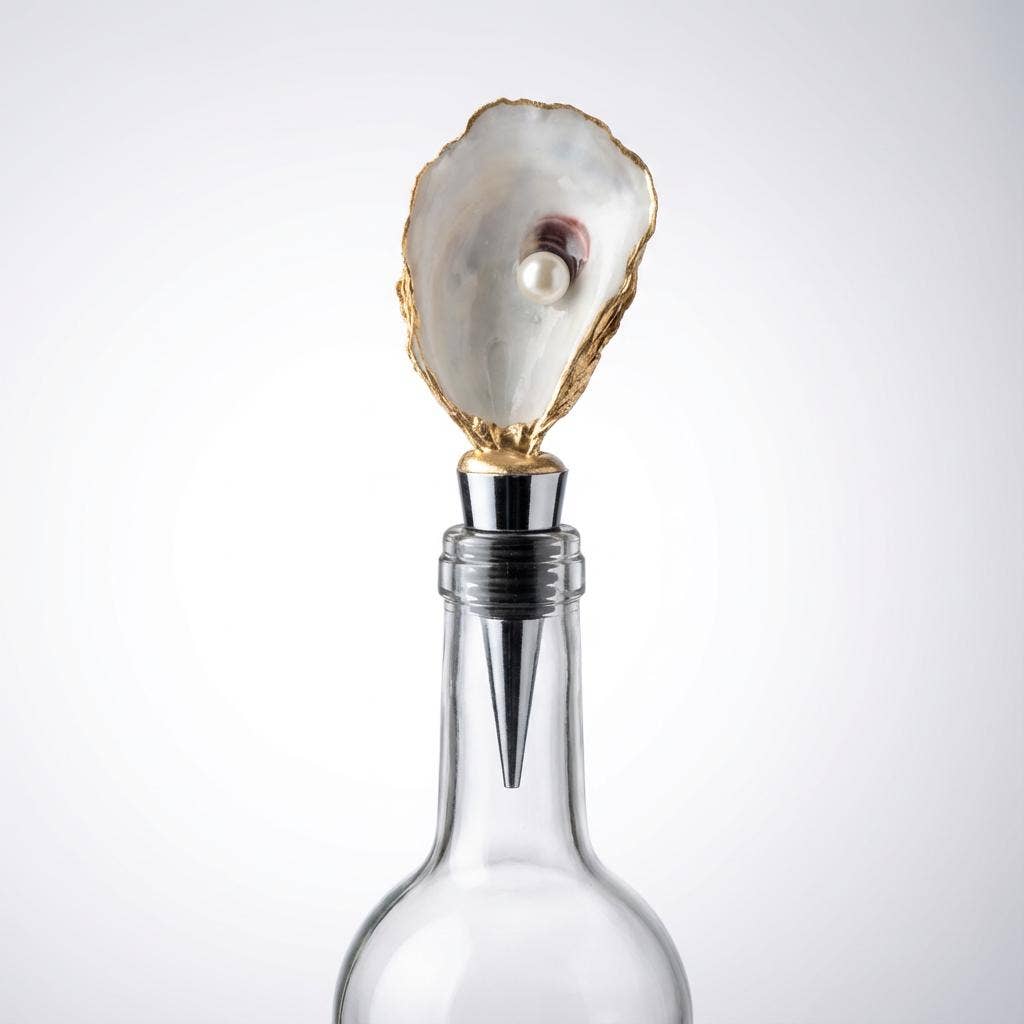 Pearl Accent Oyster Shell Wine Stopper