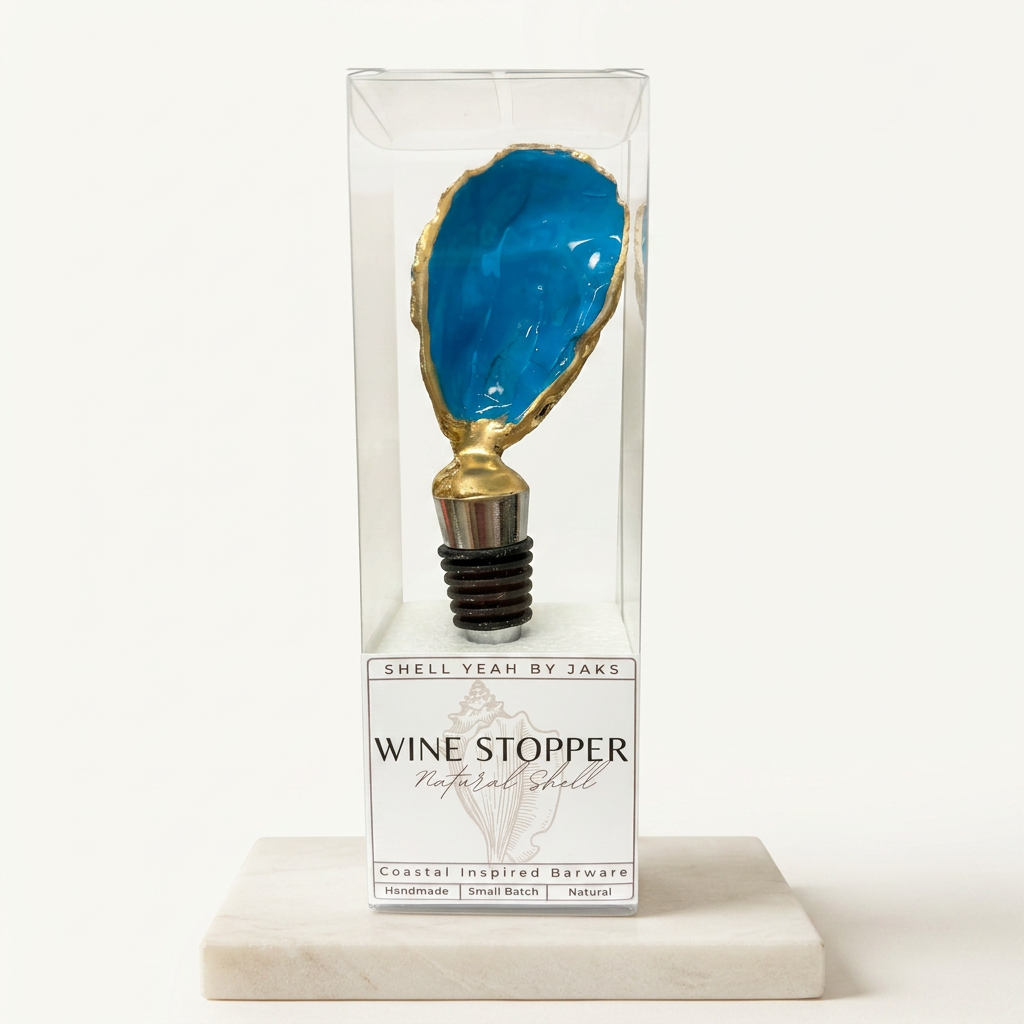 Coastal Blues Oyster Shell Stopper Set