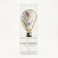 Lavender floral motif oyster shell wine stopper with gold rim finish