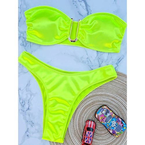 Bandeau Bikini Swimsuit - Shell Yeah by JaksSFluorescent GreenFLUORESCENTGREEN-SOther