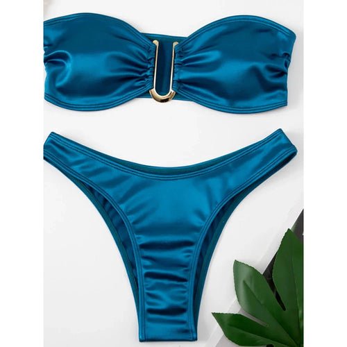 Bandeau Bikini Swimsuit - Shell Yeah by JaksLMalachite BlueMALACHITEBLUE-LOther