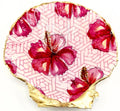 Tropical floral motif shell soap dish with gold accents