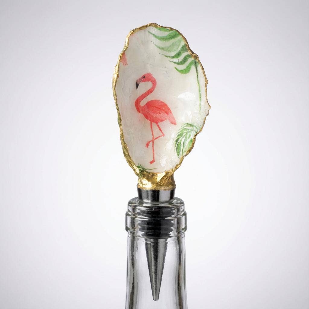 Tropical Flamingo Oyster Shell Wine Stopper