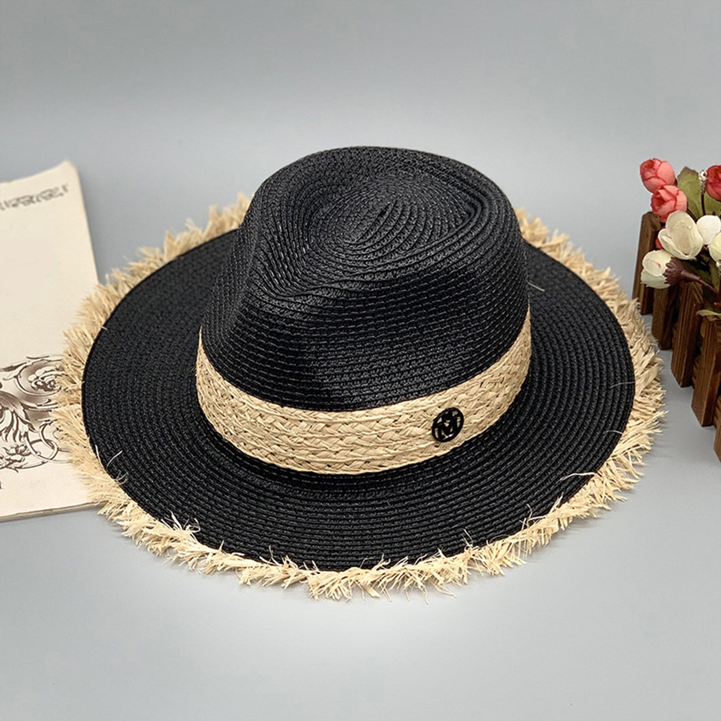 Raw Hem Raffia Hat