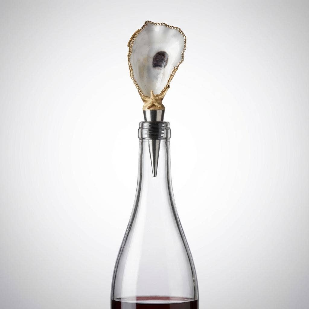 Gold Starfish Oyster Shell Wine Stopper