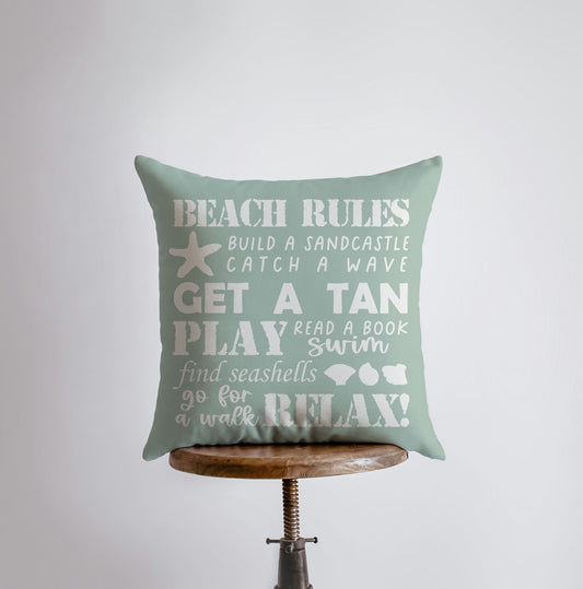 Beach Rules | Pillow Cover | House Rules | Throw Pillow | Home Decor | - Shell Yeah by Jaks10x10 InchesCover & Insertbeachrules-1Home Decor