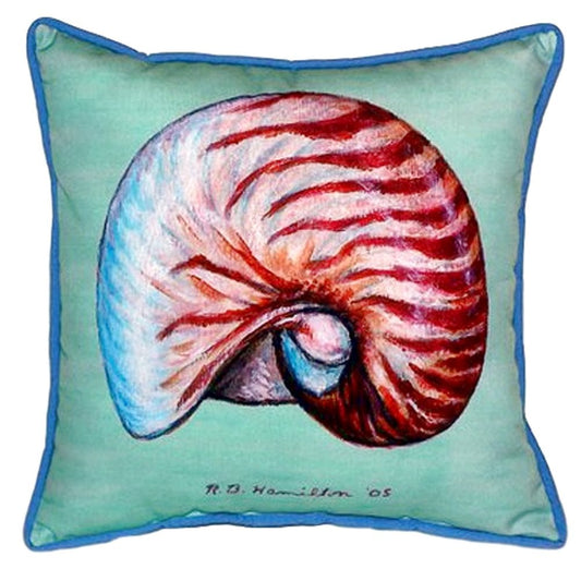 Betsy Drake SN118C 12 x 12 in. Nautilus Shell Teal Small Indoor & Outd - Shell Yeah by JaksBTDR6631Textiles & Pillows