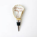 Humorous wine-themed oyster shell wine stopper with gold finish