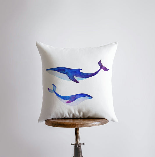 Blue Watercolor Whales | Pillow Cover | Throw Pillow | Home Decor | - Shell Yeah by Jaks22x22 InchesCover & Poly InsertBluewatercolorWhales22x22PolyCIHome Decor