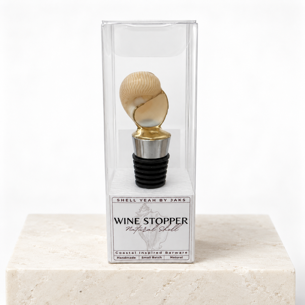 Mini spiral shell wine stopper with gold finish