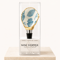 Blue seashell motif oyster shell wine stopper with gold rim finish