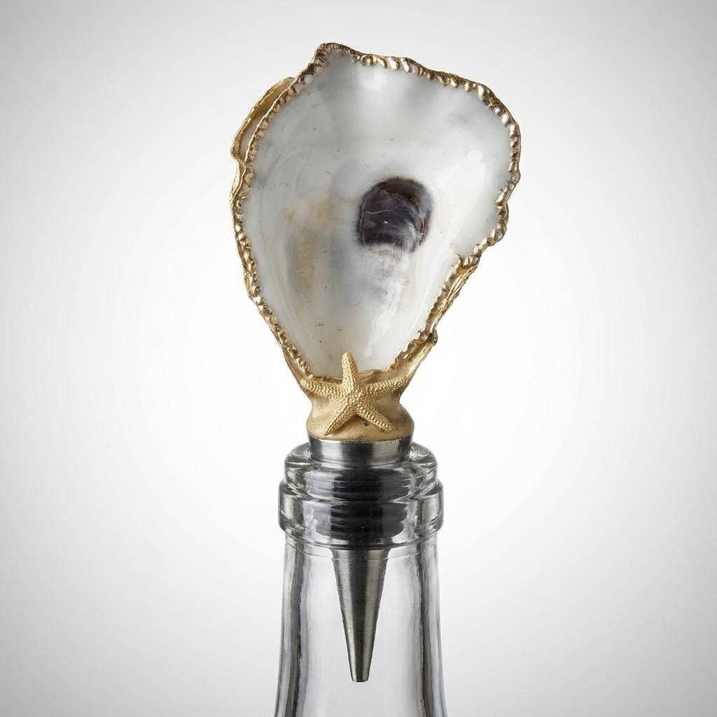 Gold Starfish Oyster Shell Wine Stopper