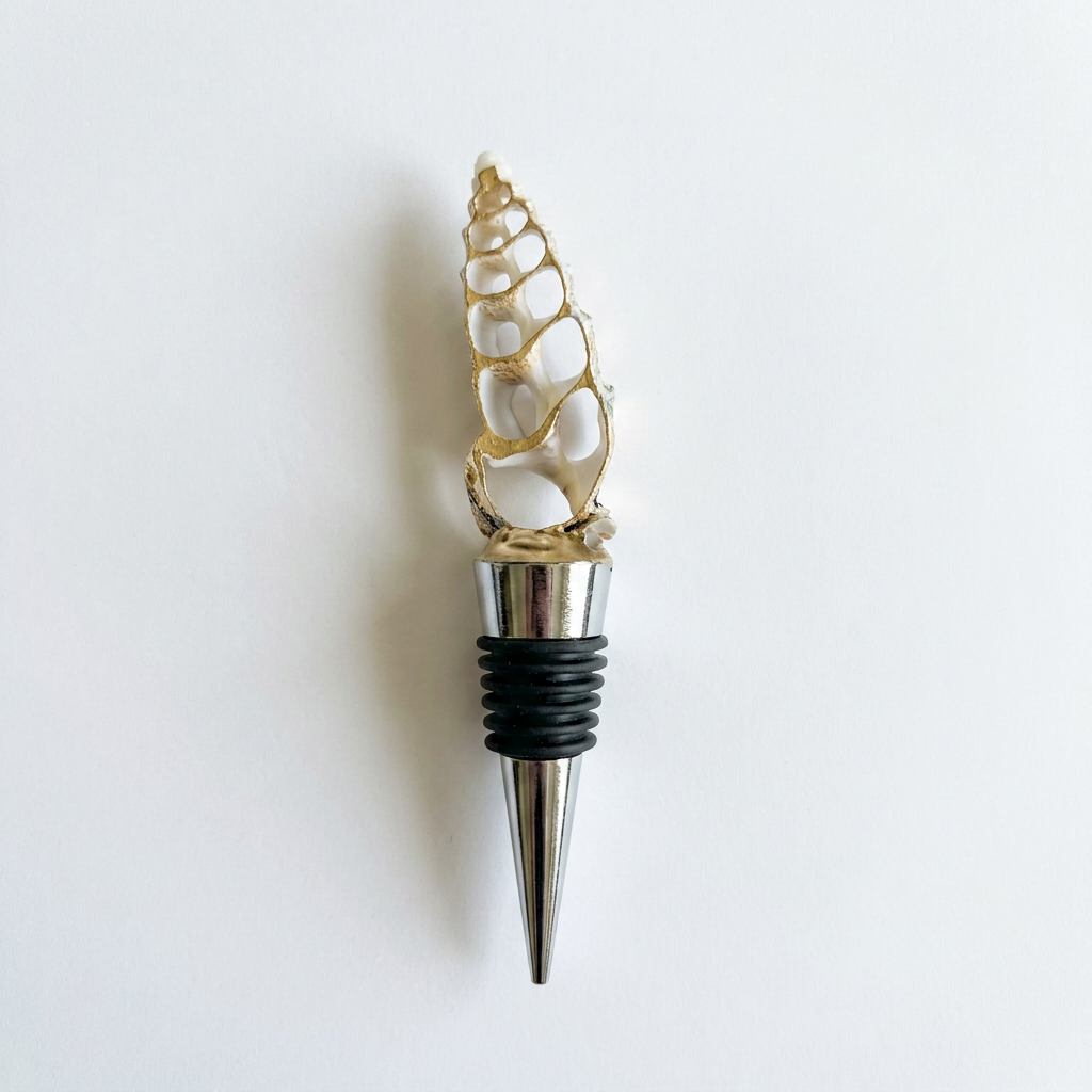 Sliced Spiny Murex Shell Wine Stopper Gold Rim