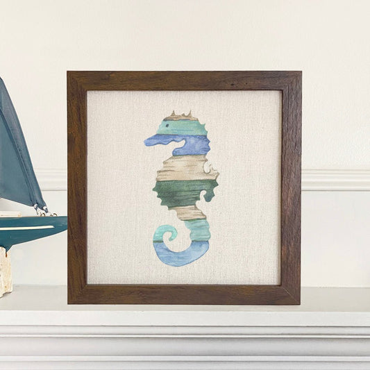 Coastal Wood Seahorse - Framed Sign - Shell Yeah by JaksWalnutCS-BFS-11131-BRNHome Decor