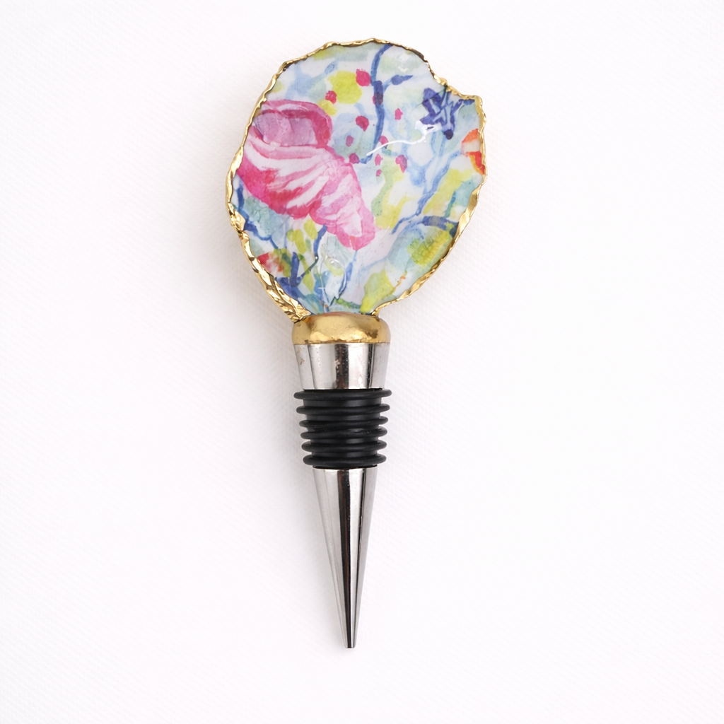 Watercolor Ocean Oyster Shell Wine Stopper