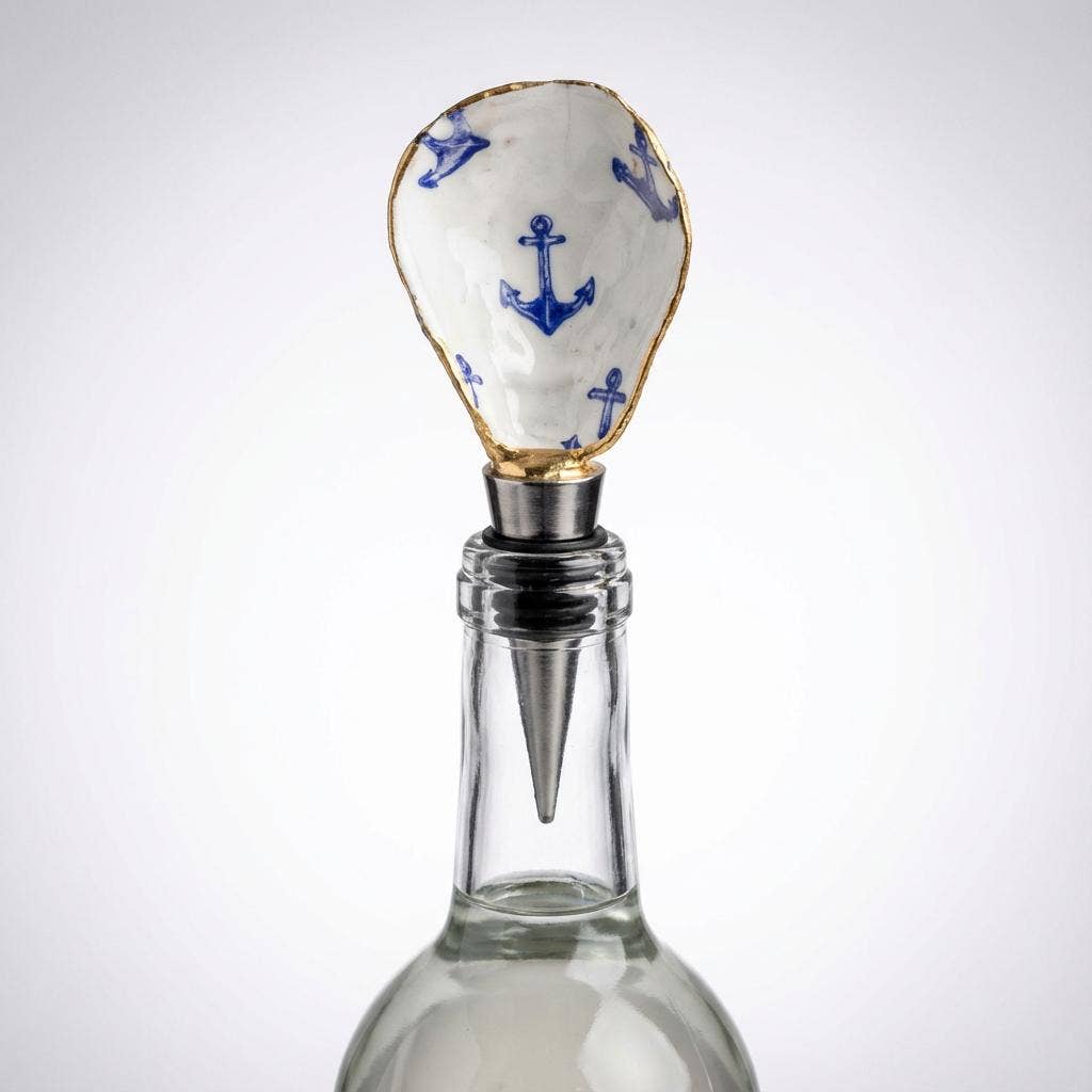 Nautical Anchor Oyster Shell Wine Stopper