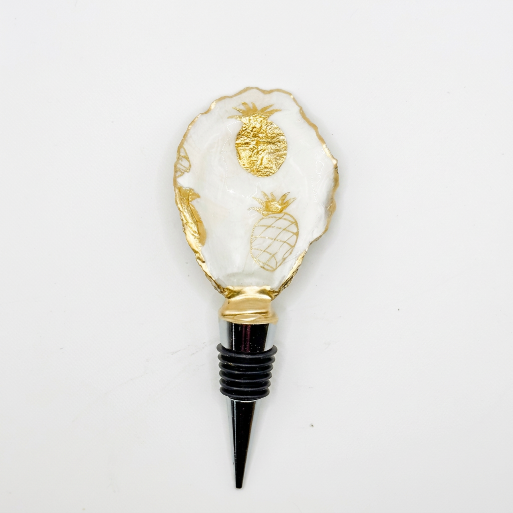 Golden Pineapple Oyster Shell Wine Stopper