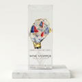 Nautical harbor motif oyster shell wine stopper with gold rim finish